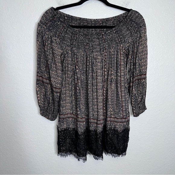Anthropologie Vanessa Virginia Top Women XS Augusta Flora Lace Hem Blouse Boho - Picture 3 of 10